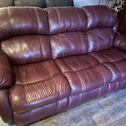 Awesome 2 Recliner, LEATHER couch.  Must Go.. Free Must PIck Up. Please gring bring help to move