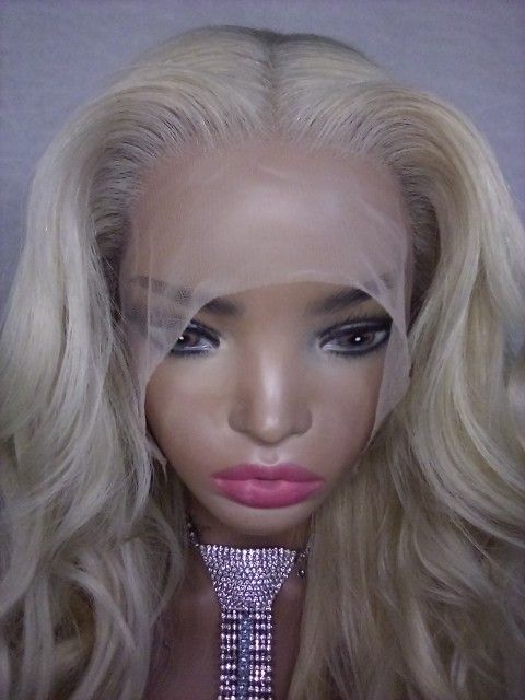 Long Natural Toned Pale Blonde Lace Front Wig
