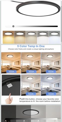 hunhun 4 Pack 16 Inch Dimmable LED Flush Mount Ceiling Light 4800LM Round Light Fixture 5 Color Temperature Selectable Super Slim Large Flat Ceiling L
