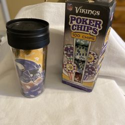 Minnesota Vikings Poker Chips And Cup