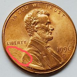 1996 Mint Error Coin Lincoln One Cent Penny