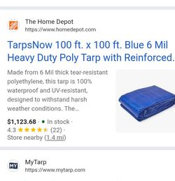 TarpsNow 100x100 ft Blue Heavy Duty Poly Tarp