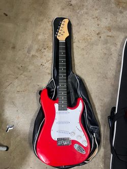 Red Stratocaster-Style Electric Guitar