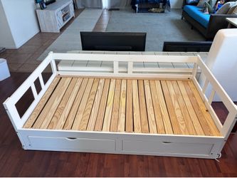 Twin Trundle Bed with Storage – Converts to King – Excellent Condition