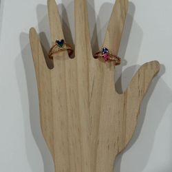 New | Bundle of 2 Indian Gold Enamel Hand-painted  Adjustable Rings