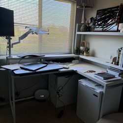 L Shape White Corner Desk