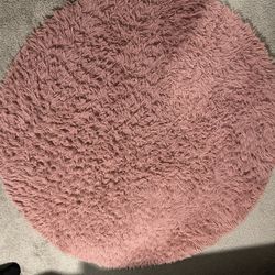 Large Round Pink Shaggy Soft Rug