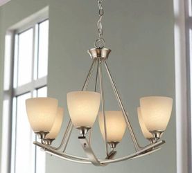 Home Decorators Stansbury 26 in. 6-Light Brushed Nickel Chandelier