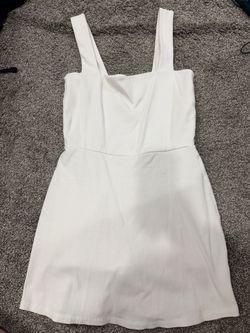 PINK Victoria's Secret White Ribbed Skater Dress Size M - Square Neck Mini