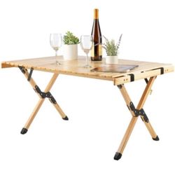 Folding Picnic Table, Portable Camping Table with Carry Bag, Wood Outdoor Table for Picnic, Camping, Travel, Party, Beach, Garden, Patio, gailgating, 