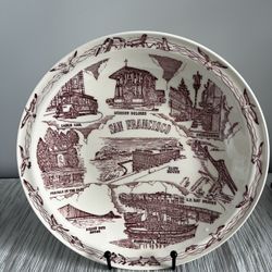 Vintage Vernon Kilns San Francisco Souvenir Plate - Maroon Red