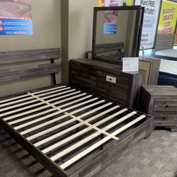 Brown Grey Queen Bedroom Set 