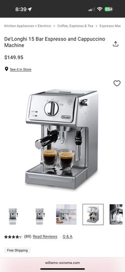De'Longhi 15-Bar Pump Espresso Machine with Manual Milk Frother for Latte