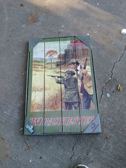 Winchester Man & Boy Weathere Wood Decorative Sign