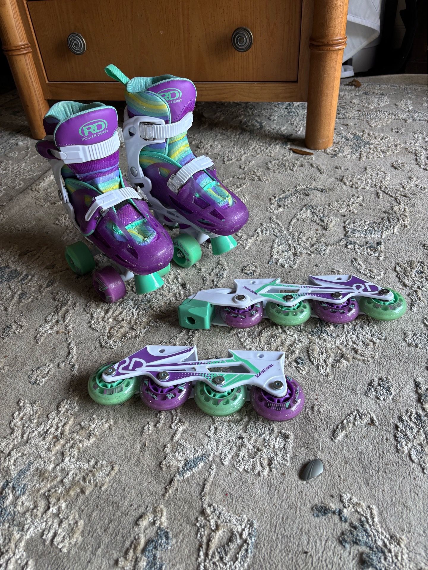 Roller Derby Girl's Adjustable 2-in-1 Quad and Inline Skates