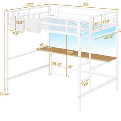 Lofted Bed With Desk - Full 