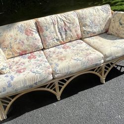 Bamboo rattan floral couch