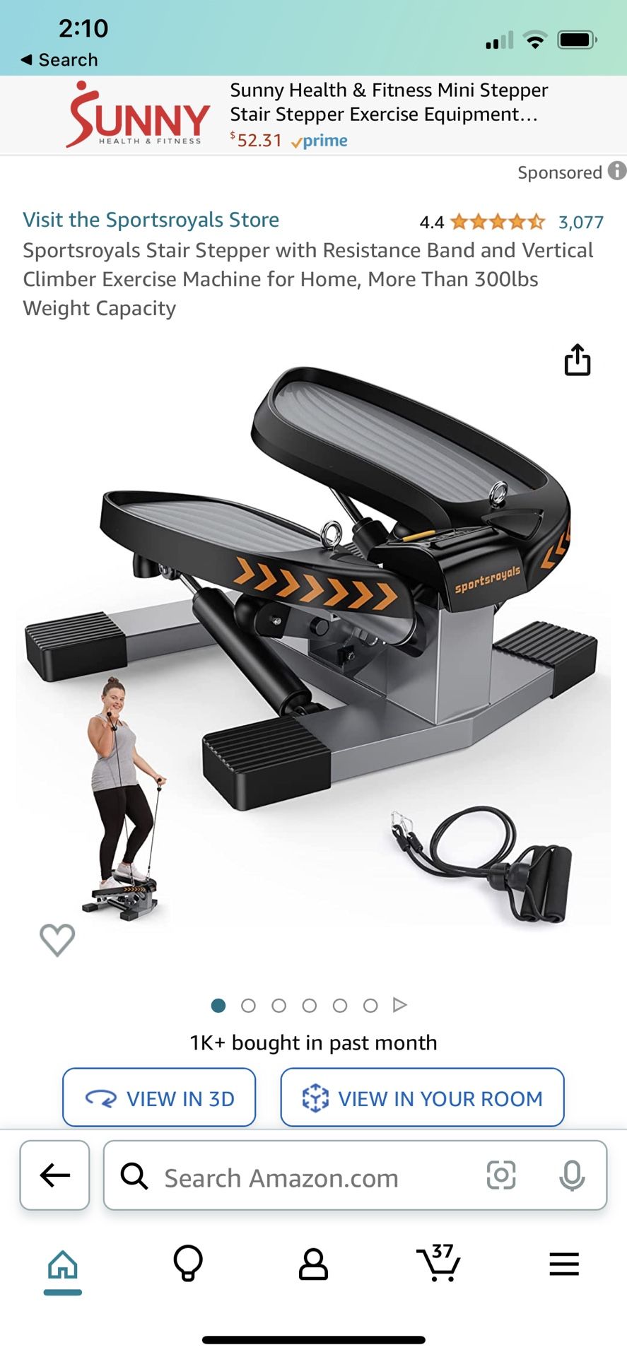 Sportsroyals Stair Stepper With Resistance Band