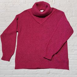 'Nine West' Raspberry pink knit cowl/turtleneck tunic sweater, Sz. XL