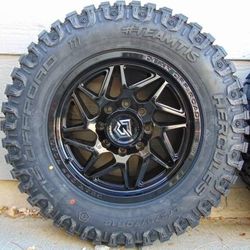 New 18X9 Gloss Black Gear Off Road Rims LT 275 70 18 Hercules M/T Tires *8X6.5* *8X170*+18MM OFFSET*