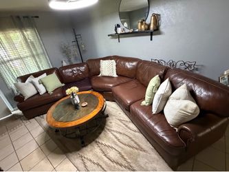 Real leather sectional couch