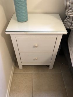 IKEA Hemnes White Nightstand with Glass Top for Sale in San Diego