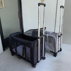 New In Box 25x14x14 Inch Bag Size Pet Dog Cat Carrying Luggage Travel Carrier Stroller With Detachable Dolly Cart 