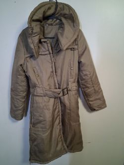 Long Quilted Puffer Coat with Belt Size medium