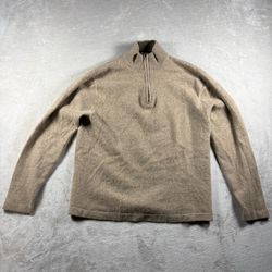 Daniel Bishop 100% Cashmere Women’s L Brown Zip Sweater Luxury Preppy Soft #36