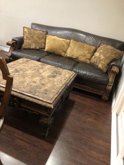 COUCH, LOVE SEAT, COFFEE TABLE, DINNING SET, PIANO