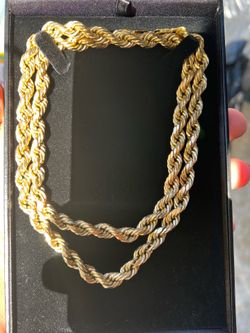 10K Gold Hollow Rope Chain 26" — 27g