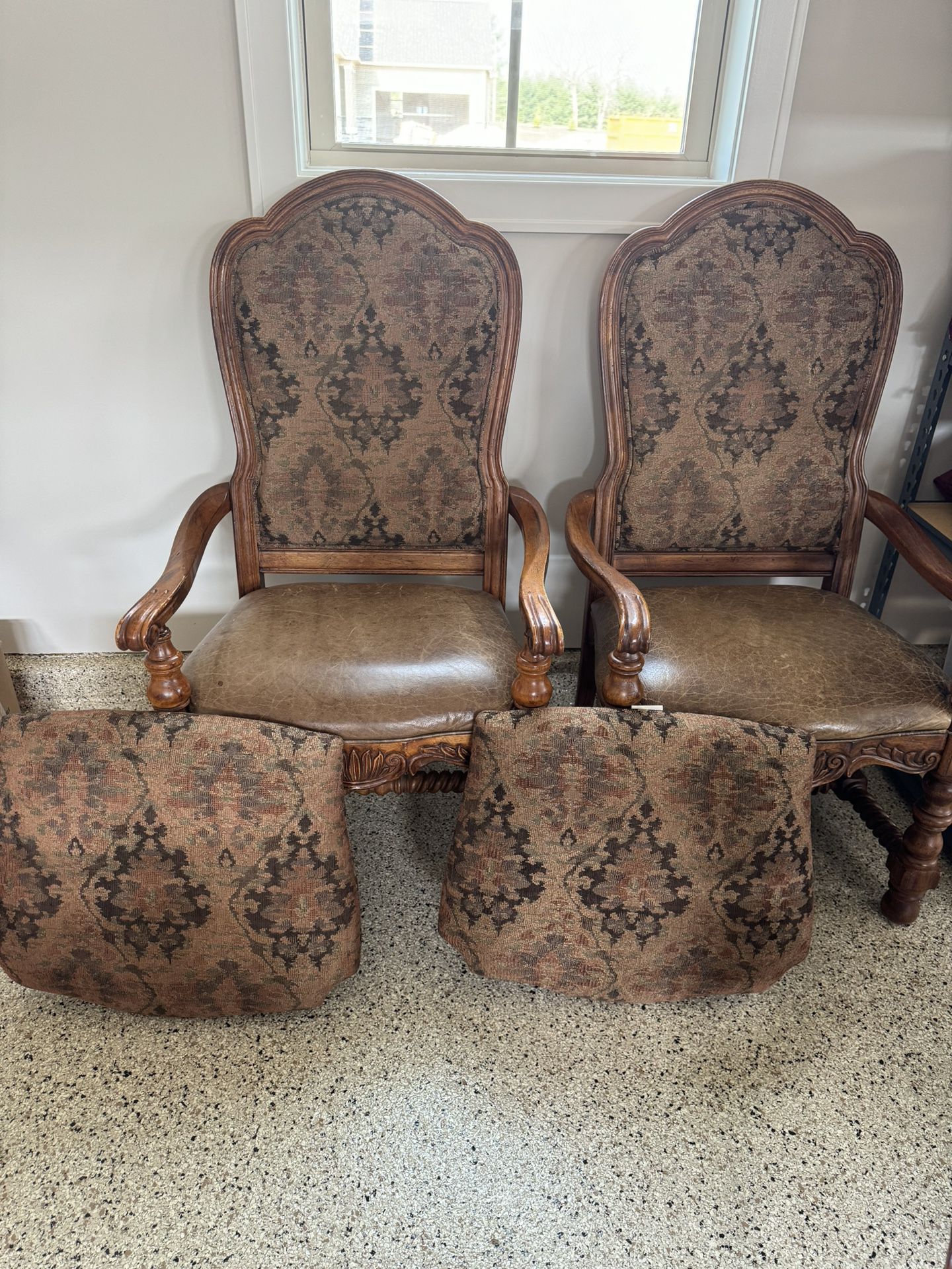 Set Of 2 Bernhardt Leather And Upholstered Chairs 