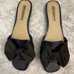 Navy Lagerfeld Slide Sandals
