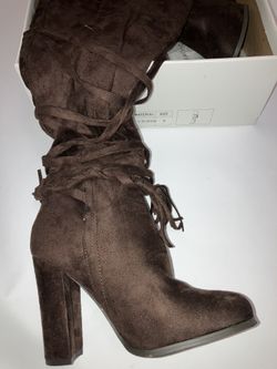 👢 Wild Diva Suede Heeled Boots | Chocolate Brown
