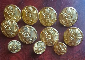 US Military Eagle Brass Uniform Buttons Set