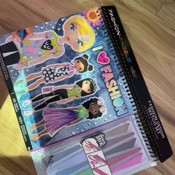 Fashion Angels- Fashion Design sketch set 39 sheets + 100+ stickers +10 chroma stix (any age 6+) arts an crafts