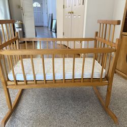 Vintage Well Kept Wooden Crib Or Bassinet
