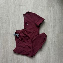 Figs Burgundy Jogger Set (M/P)