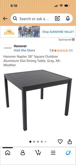 38" Aluminum Slat Square Outdoor Dining Table