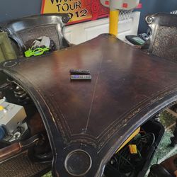 Vintage Dark Wood Card Table W/ 4 Chairs