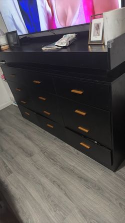 Black Dresser with Gold Handles