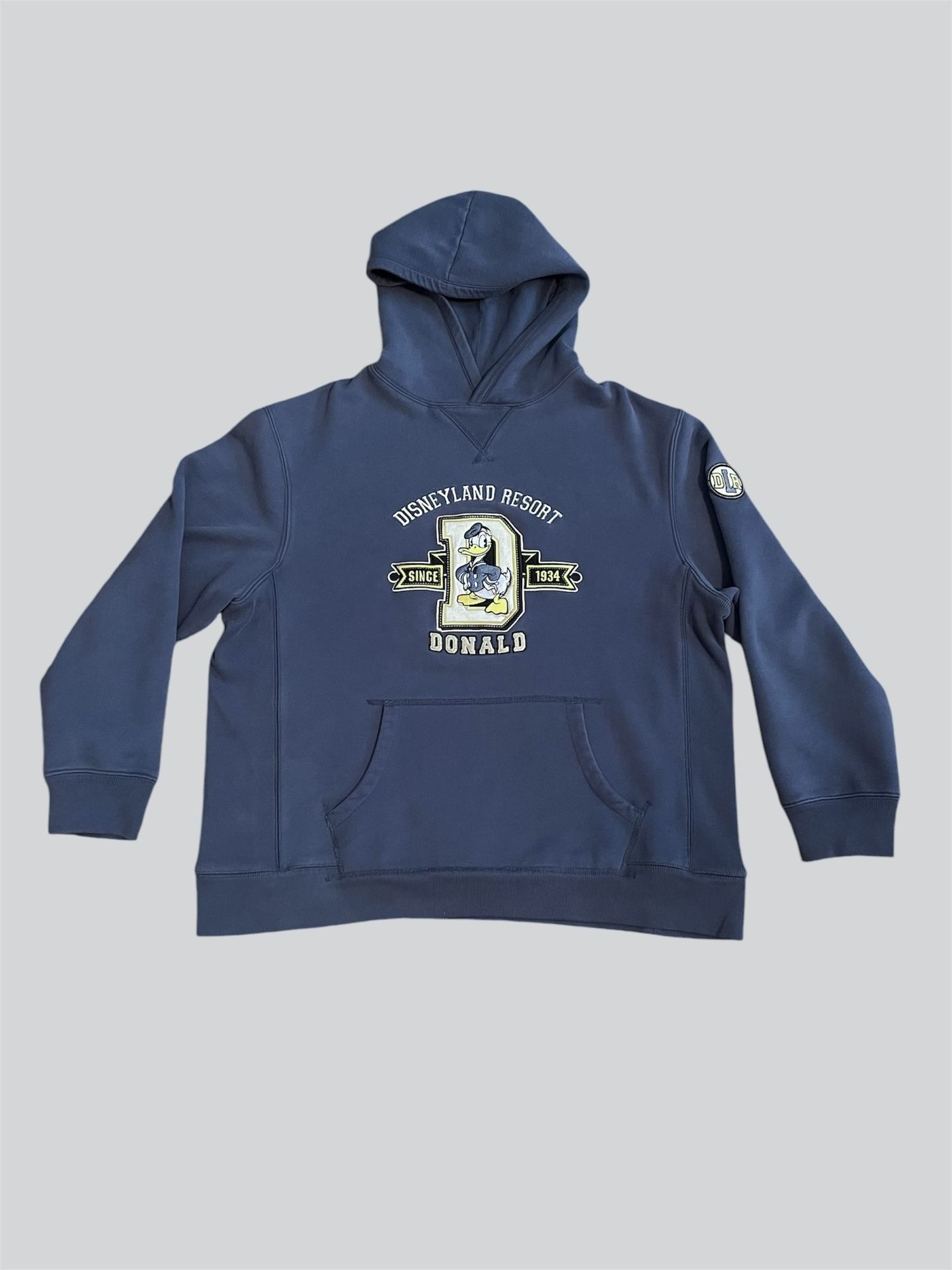Disney Donald Duck Light blue faded vintage 90’s heavyweight hoodie sweatshirt Size Large