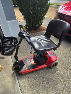 Gently used Pride Mobility travel scooter.