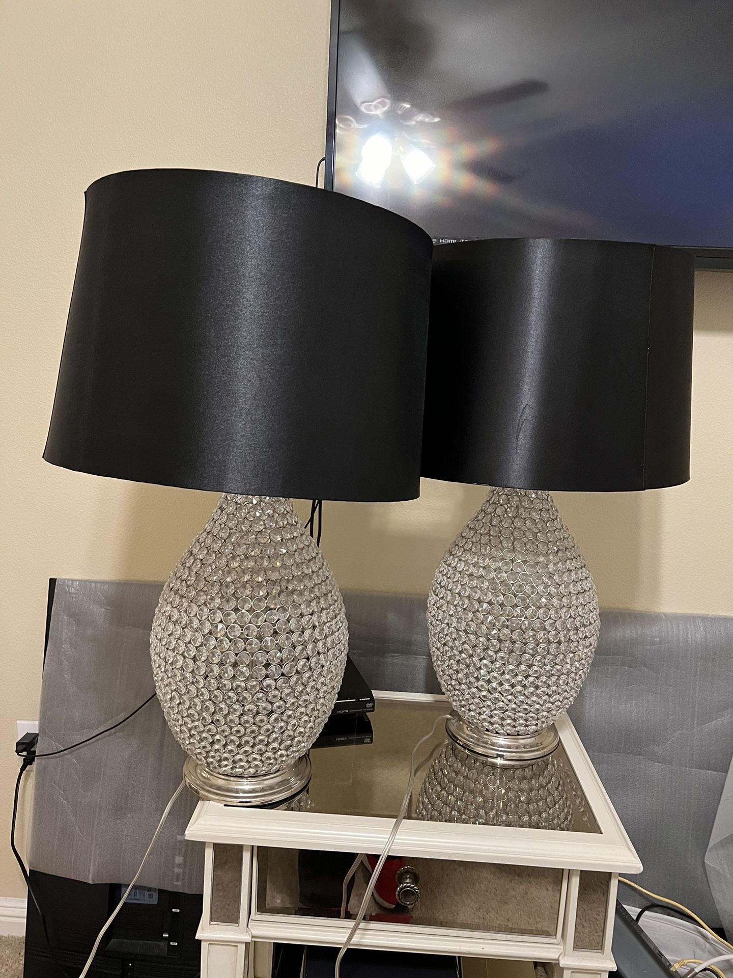 Like New Pier One Beaded Sequins Glass Lamps (set Of Two)