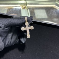 14k Diamond Cross Charm
