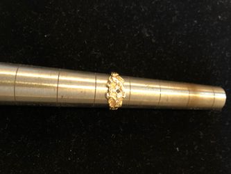 Solid gold small ring 4 1/2 small real diamonds and blue stone