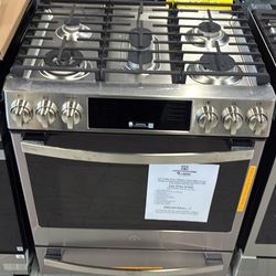 GE Profile 30” 5 Burner Smart Slide-In Gas Range in Fingerprint Resistant Stainless with Convection and Airfry