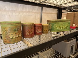 Vintage Canisters and bread box
