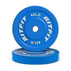 RitFit Color Coded Bumper Plate, Olympic Bumper Plate for Barbell, 2-Inch Bumper Weight Plates With Steel Insert, set of 2