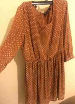 Mustard polka dot dress.